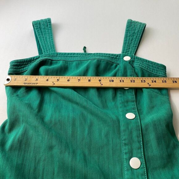 Anthropologie Maeve Elizabeth Green Side Button Denim Green Dress‎ Size 4 Used - Picture 8 of 16